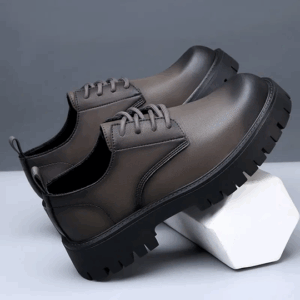 Men's Coffee Color Vintage-style Shoes with Thick Rubber Sole